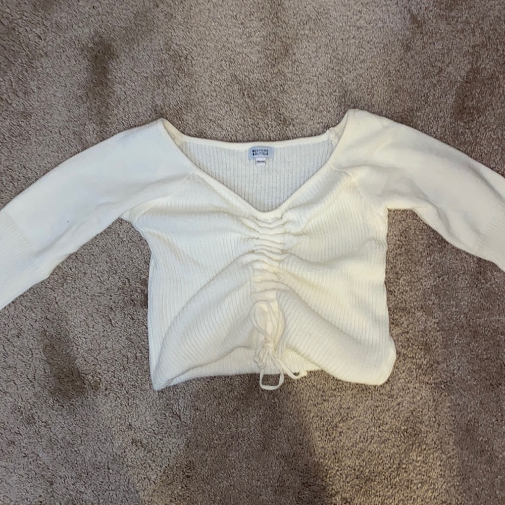ruched cream sweater